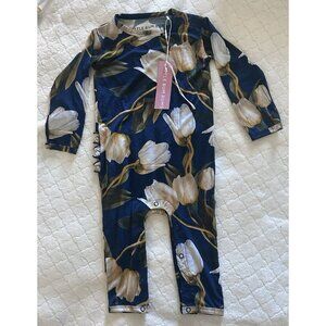 Little Bum Bums Lily Blue Long Sleeve Footless Ruffle One Piece 18-24 Months